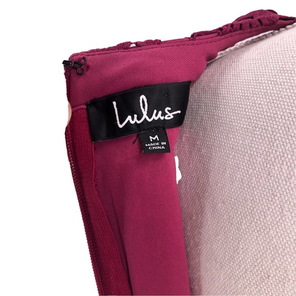 Lulus NEW Womens Size Medium Sleeveless Lace Love Poem Magenta Mini Dress - Picture 9 of 11
